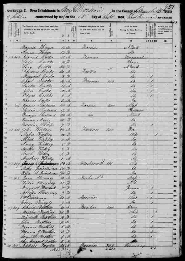 Bremen 1850 census