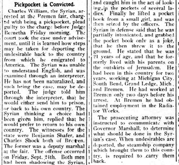 Ben Shaffer foils Bremen fair pickpocket 1909