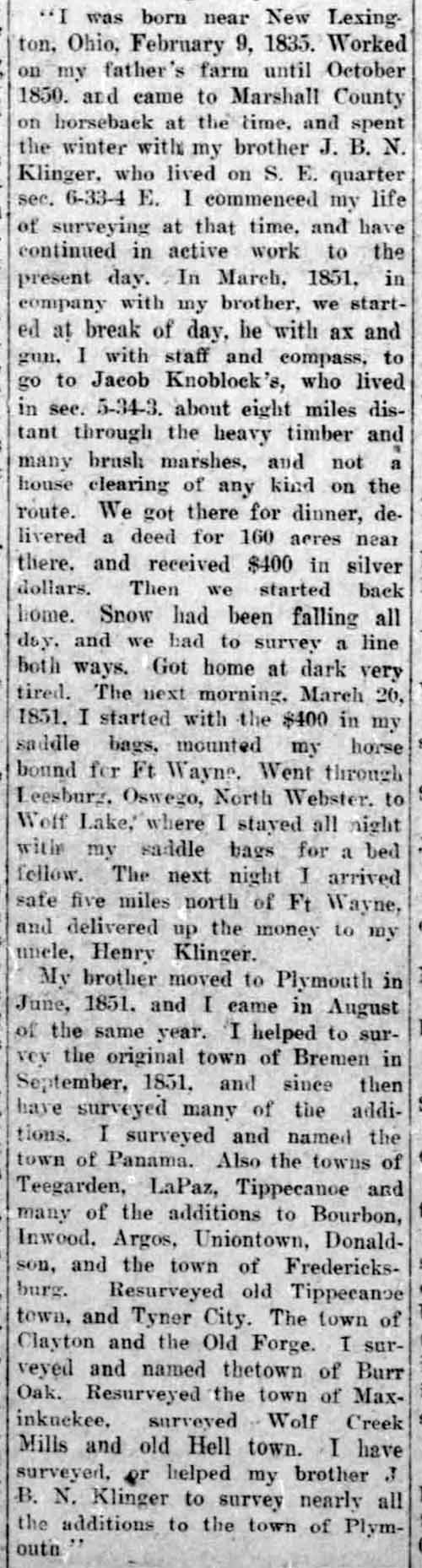 Jeremiah Klinger, surveyor of Bremen etc - 1911