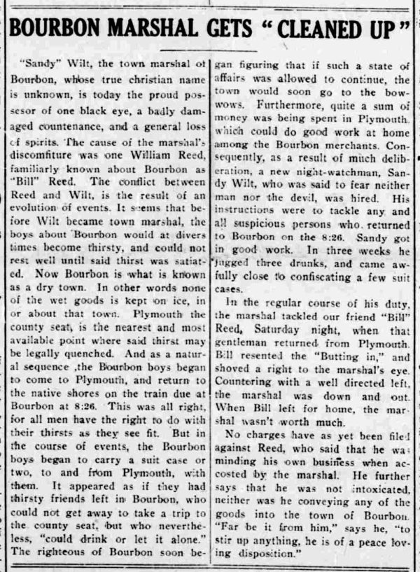 Town marshal clippings - 1909