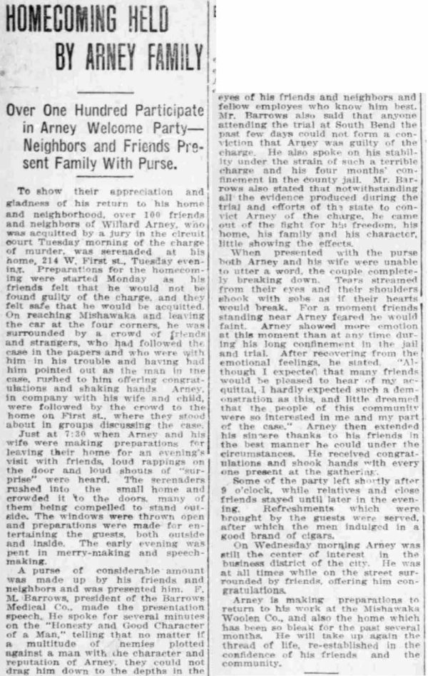 Highshew defendant welcomed home