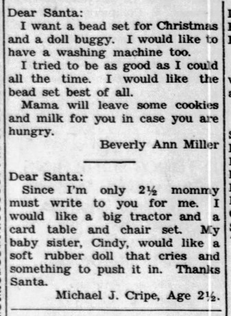 1953 letters to Santa - Enquirer - 17 Dec 1953